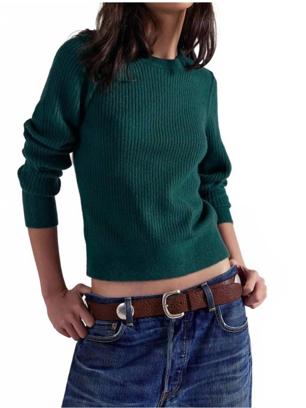 NWT Free People Ever After Pullover in Forest Green